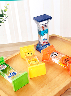 绚丽动感双转轮方形油滴沙漏计时器创意解压液体水滴摆件儿童礼物