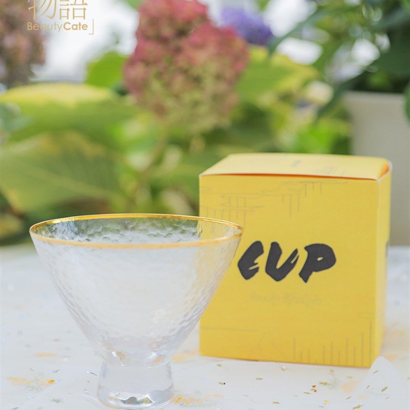 厨娘物语 金边锤纹小斗笠杯 锤木纹水杯甜品杯冰淇淋杯 - 图2