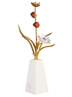 轻奢客厅玄关天然玛瑙果实水晶花招财树木植物摆件家居装饰品摆件