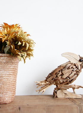 手工实木大嘴鸟摆件装饰品电视柜玄关鹈鹕动物园摆设户外园林装饰