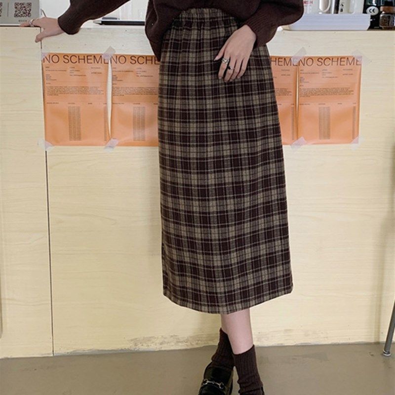 复古毛呢格子半身裙秋冬新款大码梨形身材穿搭遮胯显瘦中长款半裙,淘宝优惠券,粉丝福利购,淘宝优惠卷