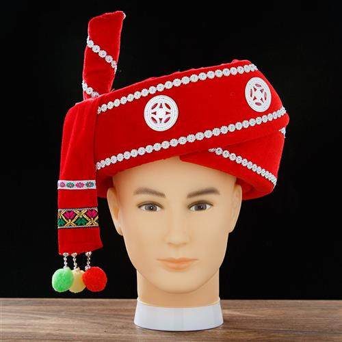 New ethnic minority unicorn hat male Yi, Miao, Wa and Zhuang male hats ethnic dance headwear