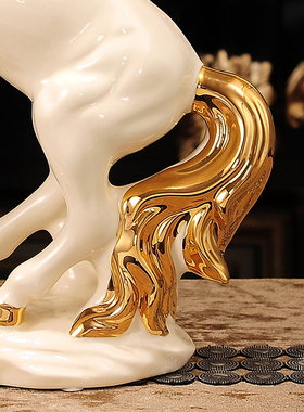 欧式陶瓷马摆件客厅办公室招财工艺品摆设马到成功家居酒柜装饰品