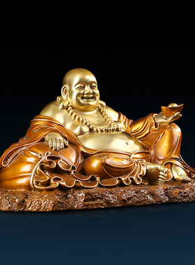 纯铜布袋佛像弥勒人物家居办公室装饰品桌面摆设公司开业乔迁礼品