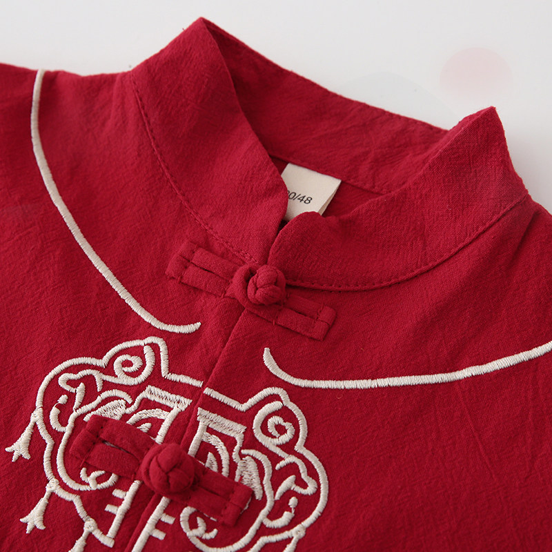 周岁礼服男宝宝夏季薄款唐装儿童纯棉套装男童汉服短袖古装中国风,淘宝优惠券,粉丝福利购,淘宝优惠卷