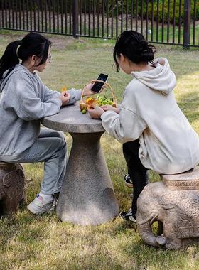 掬涵大象仿石凳户外石墩