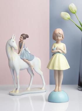 冥想可爱女孩摆件创意家居客厅装饰品女生房间书桌面少女心小摆设