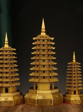 纯铜文昌塔摆件七层九13层加厚铜塔装饰礼品家居书桌办公风水摆设