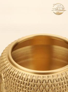 黄铜五牛茶叶罐纯铜工艺品茶具茶道铜器家居客厅博古架装饰礼品