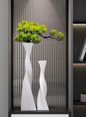 入户玄关装饰摆件电视柜壁龛高细长花瓶轻奢高级感客厅家居装饰品