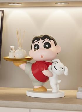 蜡笔小新玄关钥匙收纳摆件托 托盘入户桌面鞋柜置物架客厅家居装