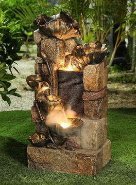 户外流水喷泉招财摆件陶罐阳台庭院花园循环水落地景观家居装饰品