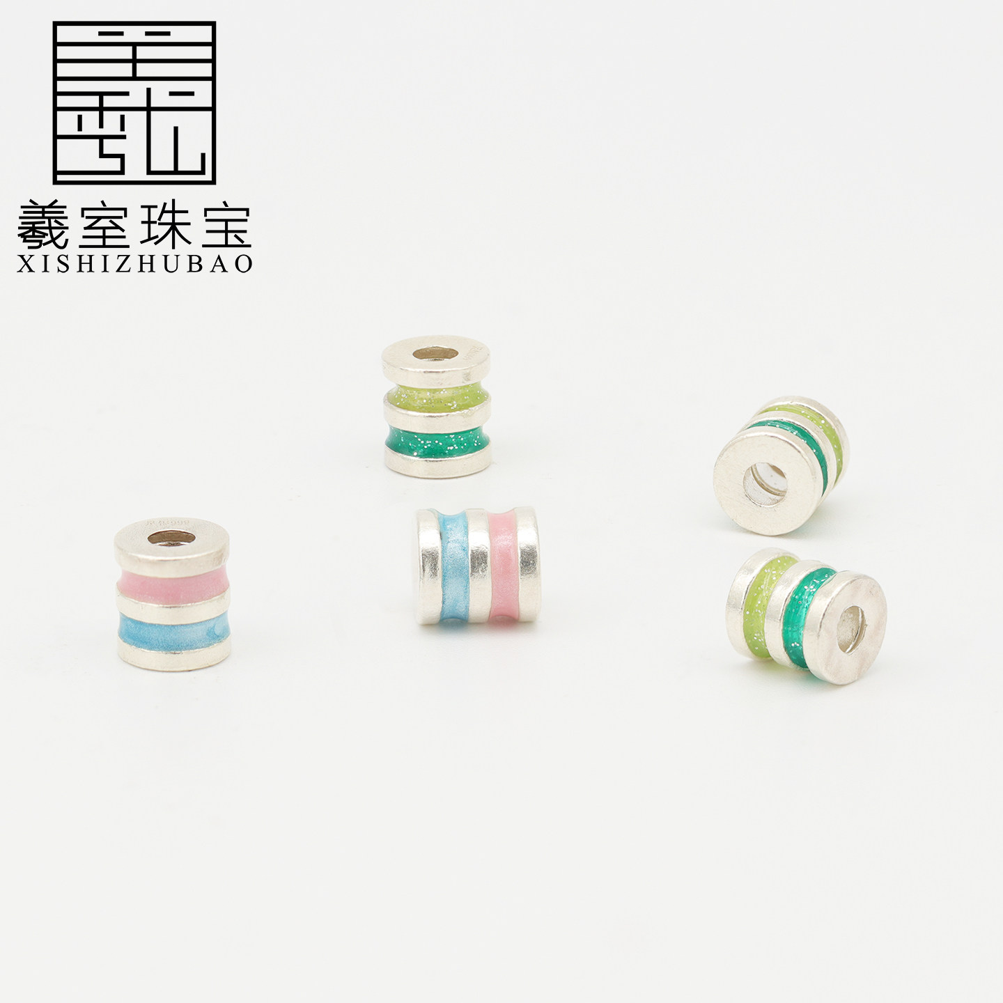 羲室S999纯银隔珠 滴胶渐变色双层小桶珠串珠DIY银饰手链编绳配件,淘宝优惠券,粉丝福利购,淘宝优惠卷