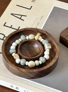 香薰托盘新中式原木风高级感竹木首饰置物架首饰手链收纳桌面摆件