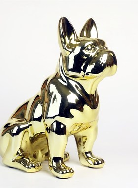 电镀法斗宠物店电视柜招财开业礼品店铺前台仿真狗斗牛犬摆设