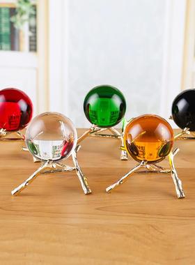水晶球摆件红黄蓝绿紫色简约现代轻奢桌面小摆件柜台装饰品玻璃球