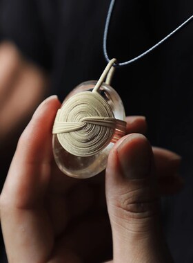 小宽竹工《云水禅心》水晶项链藤编玛瑙男女款情侣礼物手工竹编织