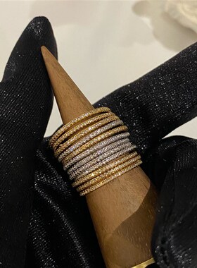 卖耳环的老大爷极细排钻戒指女简约冷淡风高级感气质百搭显瘦指环