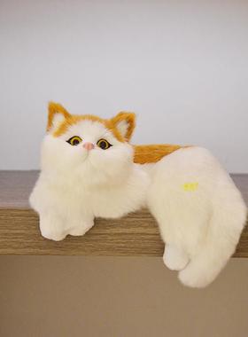 彷真猫咪摆件玩偶电视柜客厅装饰手工艺品创意礼物电挂猫室内开