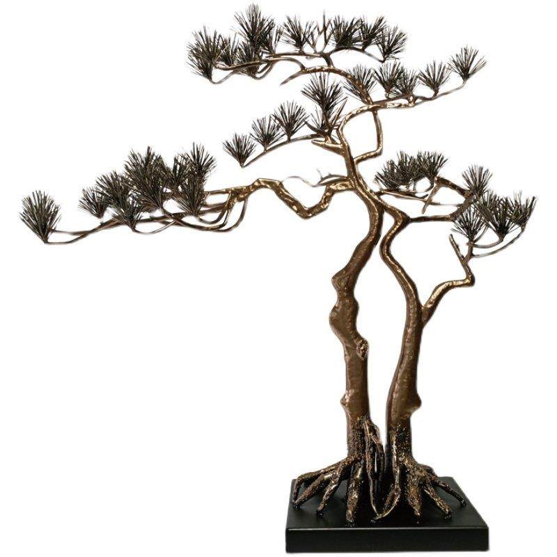 中式铁艺迎客松摆件别墅大厅玄关过道落地工艺品金属松树雕塑装饰,淘宝优惠券,粉丝福利购,淘宝优惠卷