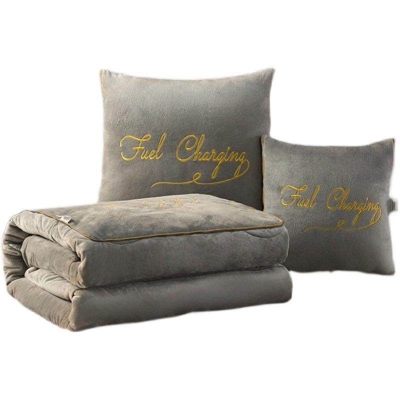 冬加厚纯色抱枕被子两用珊瑚绒简约汽车靠垫办公室午睡枕头空调被,淘宝优惠券,粉丝福利购,淘宝优惠卷