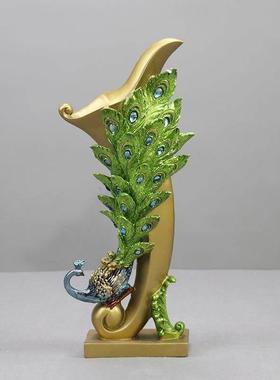 欧式孔雀花瓶摆件酒柜玄关饰品客厅装饰摆设送礼结婚新婚礼物