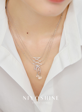 蝴蝶结水晶吊坠项链轻奢法式颈链