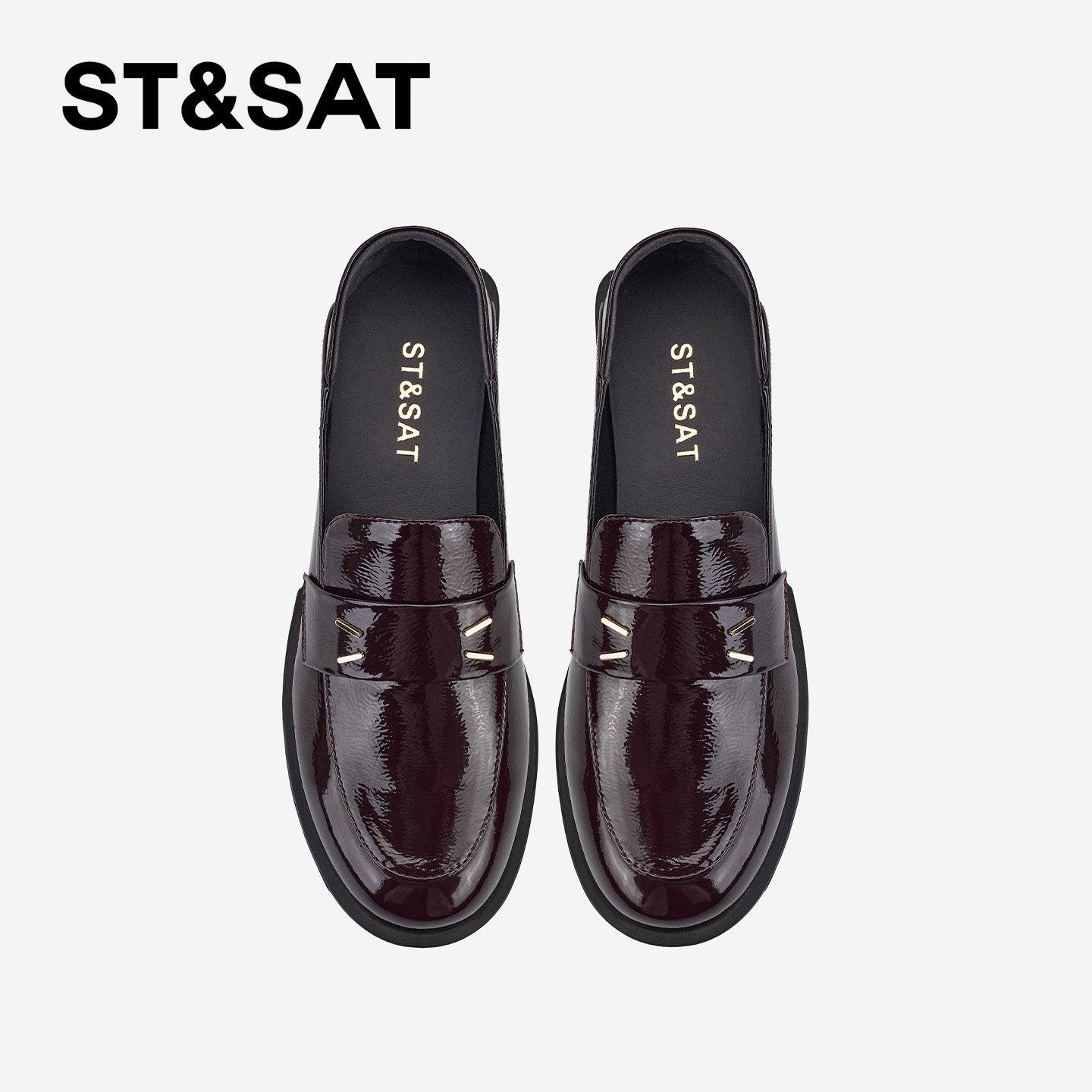 St&Sat/星期六圆头黑色乐福鞋女2025新款一脚蹬英伦风百搭单鞋,淘宝优惠券,粉丝福利购,淘宝优惠卷