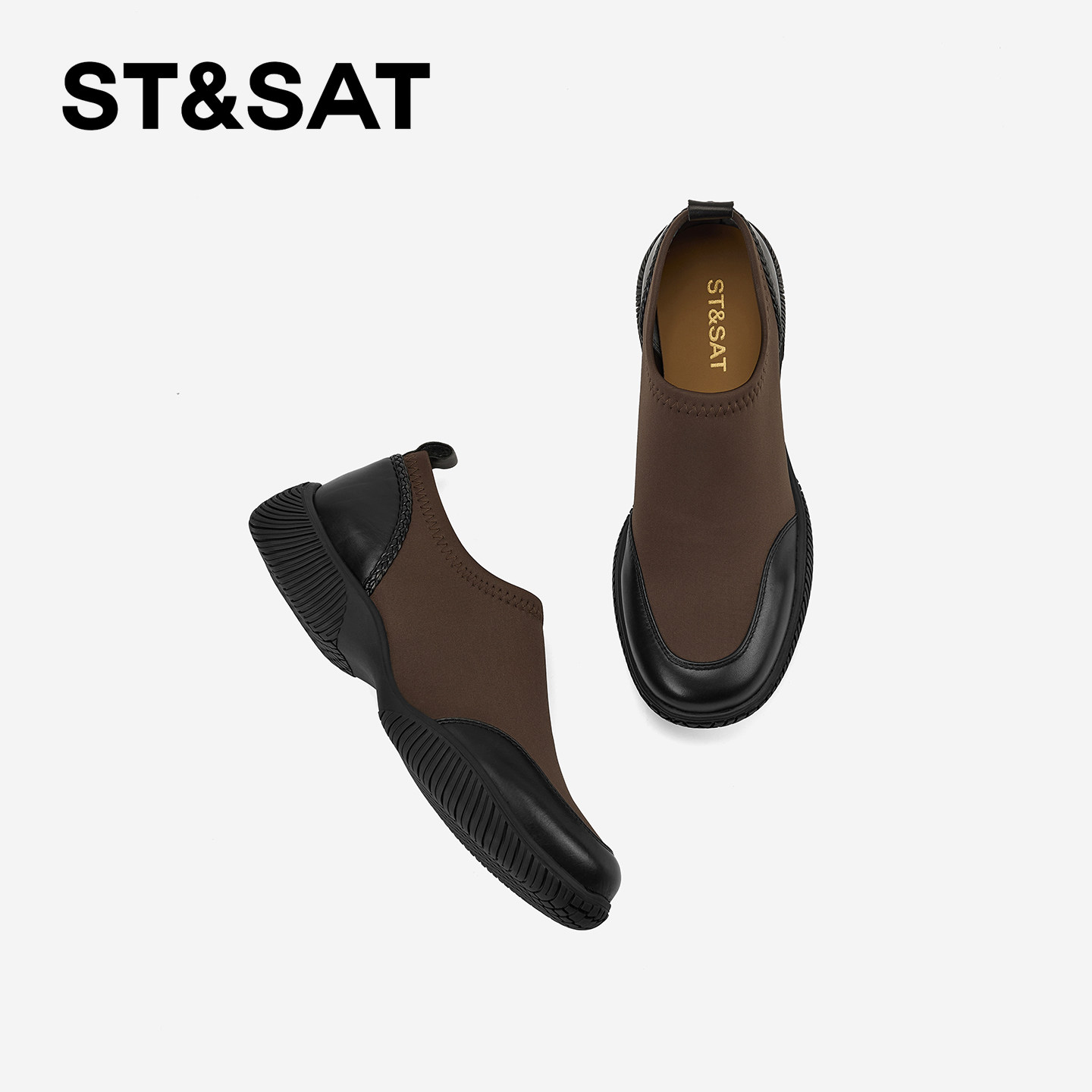 St&Sat/星期六厚底学院风深口单鞋英伦风复古休闲圆头百搭女鞋,淘宝优惠券,粉丝福利购,淘宝优惠卷