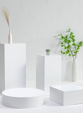 服装店软装道具橱窗展示台u网红直播地堆模特地台流水台白色几何