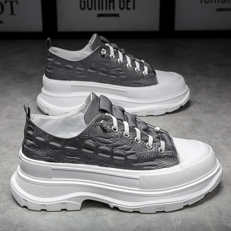 男鞋2024夏季新款潮流百搭厚底增高男士一脚蹬帆布松糕底老爹潮鞋,淘宝优惠券,粉丝福利购,淘宝优惠卷