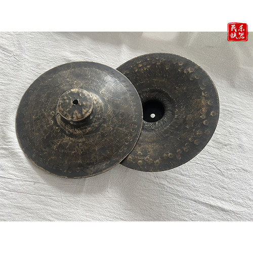 青铜手工20公分小铜铙25 28 30大铙钹一套纯铜黑铙大铜钗锣鼓镲 - 图3