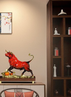 铜生肖牛摆件招财大漆工艺办公室客厅玄关装饰品开业乔迁礼品