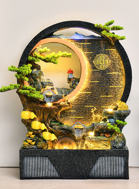 水幕墙流水客厅隔断假山办公室玄关摆件庭院装饰别墅鱼池喷泉景观