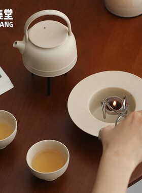 宜集堂INS中古风蜡o烛加热底座陶瓷高级感茶壶温茶炉中式烛台摆件