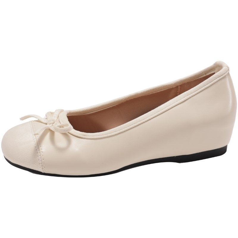 芭蕾单鞋女2025新款平底小皮鞋蝴蝶结豆豆鞋法式玛丽珍内增高女鞋,淘宝优惠券,粉丝福利购,淘宝优惠卷