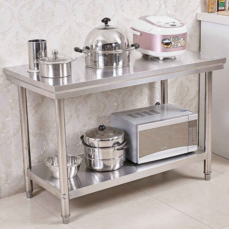 不锈钢工作台桌子双层厨房拆装操作台饭商用打荷台店切菜案板台面,淘宝优惠券,粉丝福利购,淘宝优惠卷