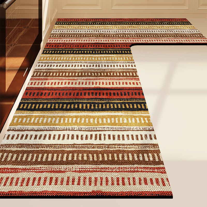Kitchen floor mats are non-slip and oil-proof, wipeable and washable, waterproof and dirt-resistant, 7-shaped carpet mats, anti-fall L-shaped floor mats