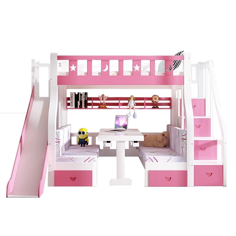 实木上下床带书桌儿童滑梯床高低上下铺木床双层床上床下桌公主床,淘宝优惠券,粉丝福利购,淘宝优惠卷
