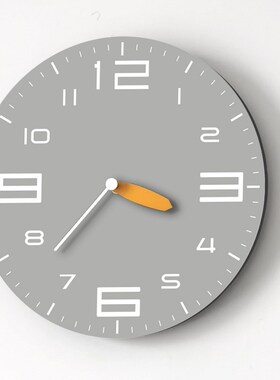 2024家用时尚钟表挂钟客厅时钟挂墙灰色现代简约挂表免打孔石英钟