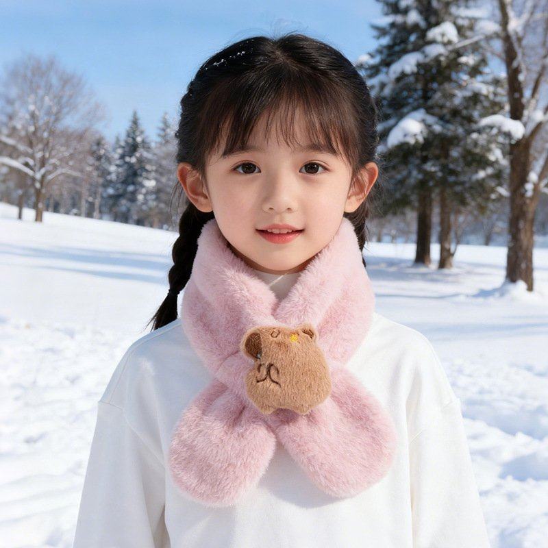 儿童围巾2025秋冬男女宝宝可爱卡通毛绒围脖小孩韩版加厚保暖脖套,淘宝优惠券,粉丝福利购,淘宝优惠卷