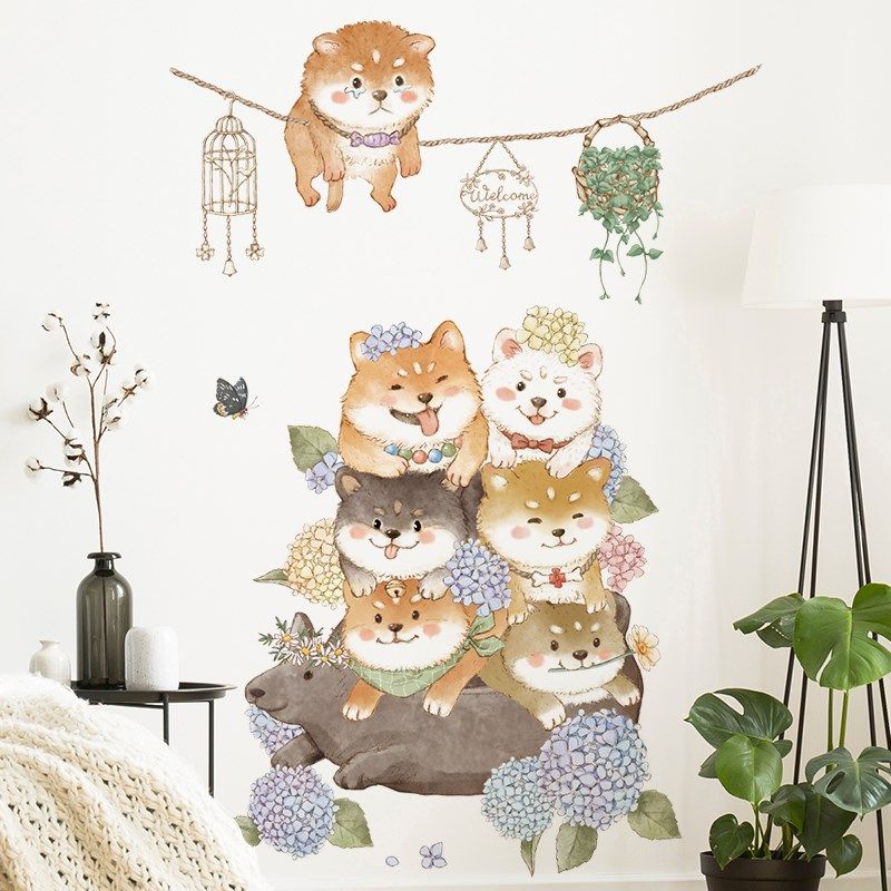 遮丑可移除墙贴纸防水自粘卡通可爱猫咪植物叶子花朵墙壁纸装饰儿,淘宝优惠券,粉丝福利购,淘宝优惠卷