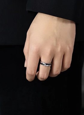 暗影戒指男款霸气轻奢小众设计新款男手饰单身戒生日礼物送男友