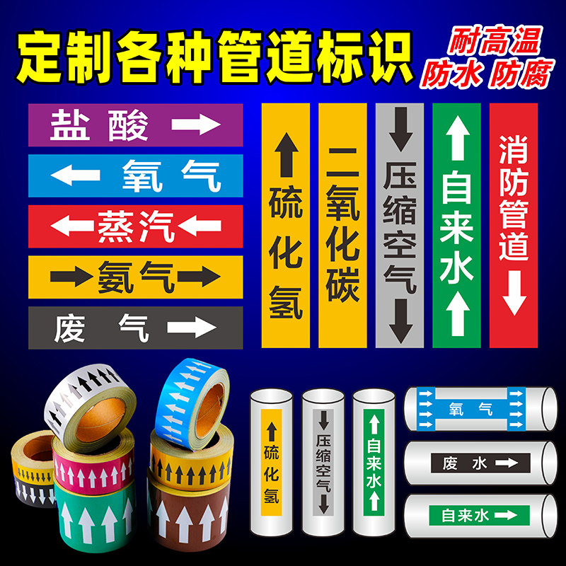 定制管道标识贴纸流向走向箭头反光膜标识牌指示色环标签消防管道,淘宝优惠券,粉丝福利购,淘宝优惠卷