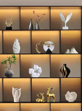 新中式摆件高档轻奢客厅酒柜电视柜茶室博古架办公室软装饰品摆设