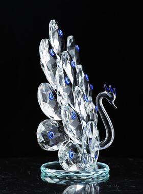 现代琉璃孔雀吉祥轻奢摆件客厅艺术样板间玄关酒店酒柜电视柜装饰