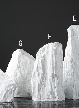 现代极简样板房家居装饰摆件客厅玄关酒店售楼部摆场假山石工艺品