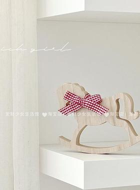 摆件家居饰品可爱木质桌面装饰品儿童房软装布置民宿玄关拍照道具