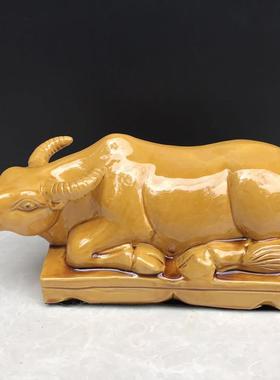 正北卫生间瓷牛摆件家居厨房陶瓷牛工艺品低头喝水牛黄牛水牛卧牛