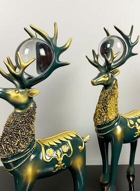 创意欧式麋鹿桌面摆件客厅酒柜电视柜玄关家居装饰品乔迁结婚礼品